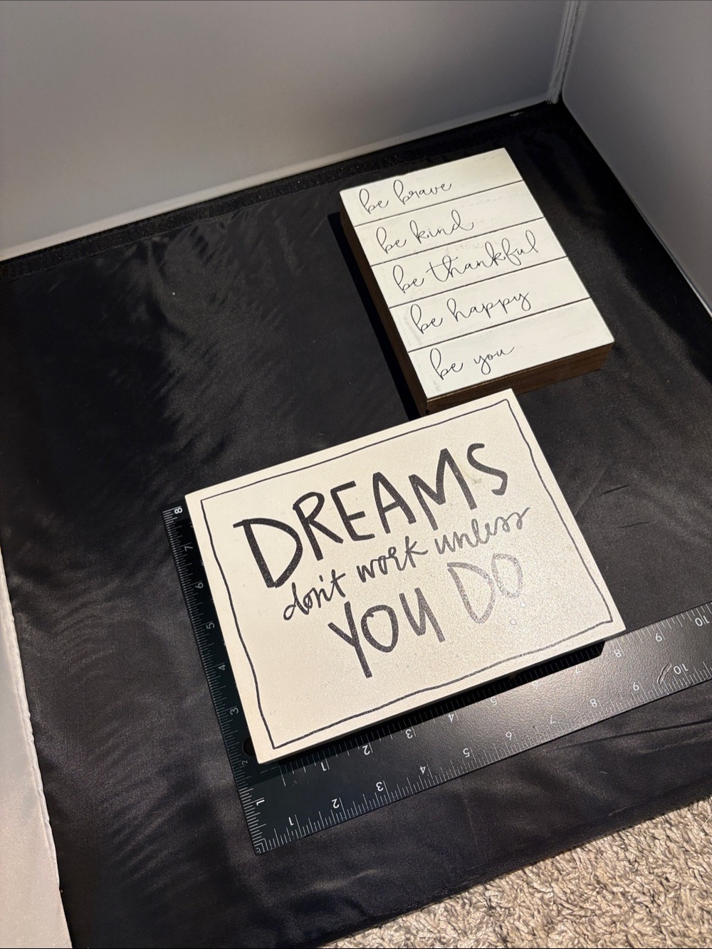 Set of 2-Inspirational Wooden Sign Set - Black & White